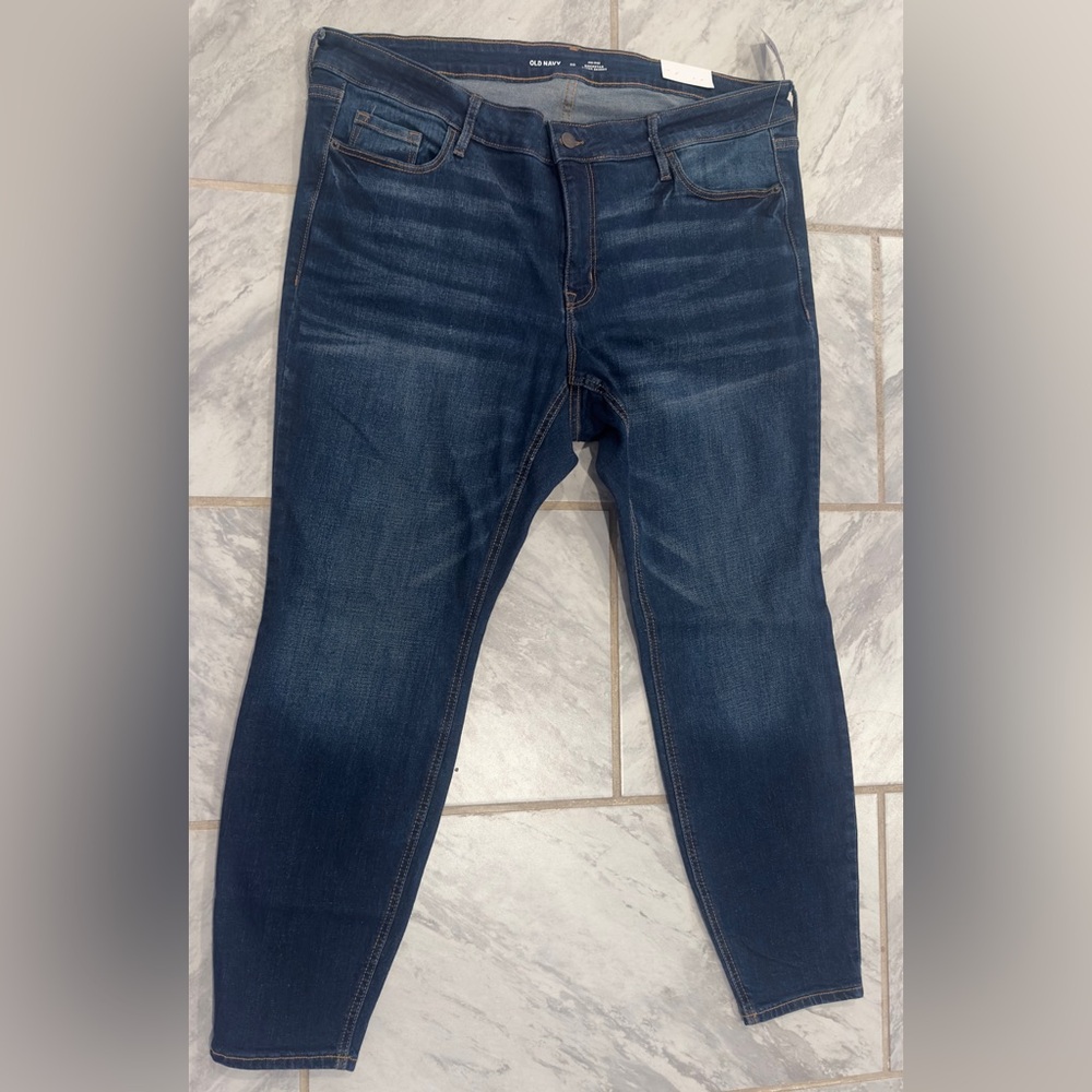 NWT Old Navy Womens Rockstar Super Skinny Womens Dark Blue Jeans Size 20